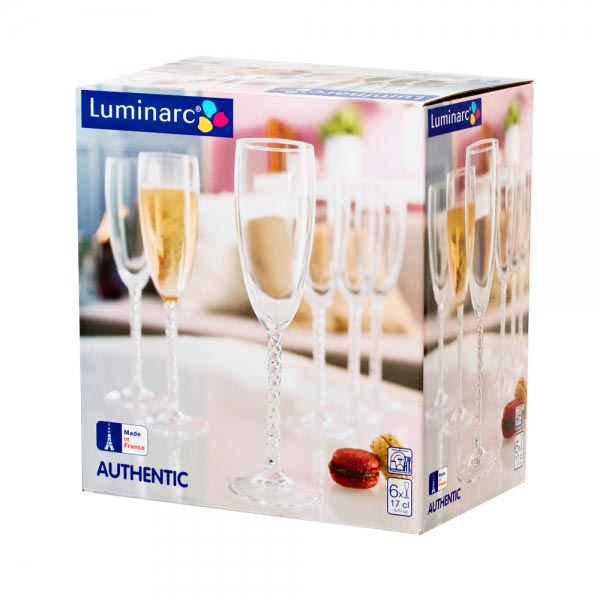 Фужеры для шампанского AUTHENTIC 170 мл, 6 шт
